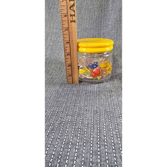 Vintage KIG ‘70s Small Lidded Canisters Vegetable & Kitchen Yellow Lid Set Of 2 - Picture 5 of 6